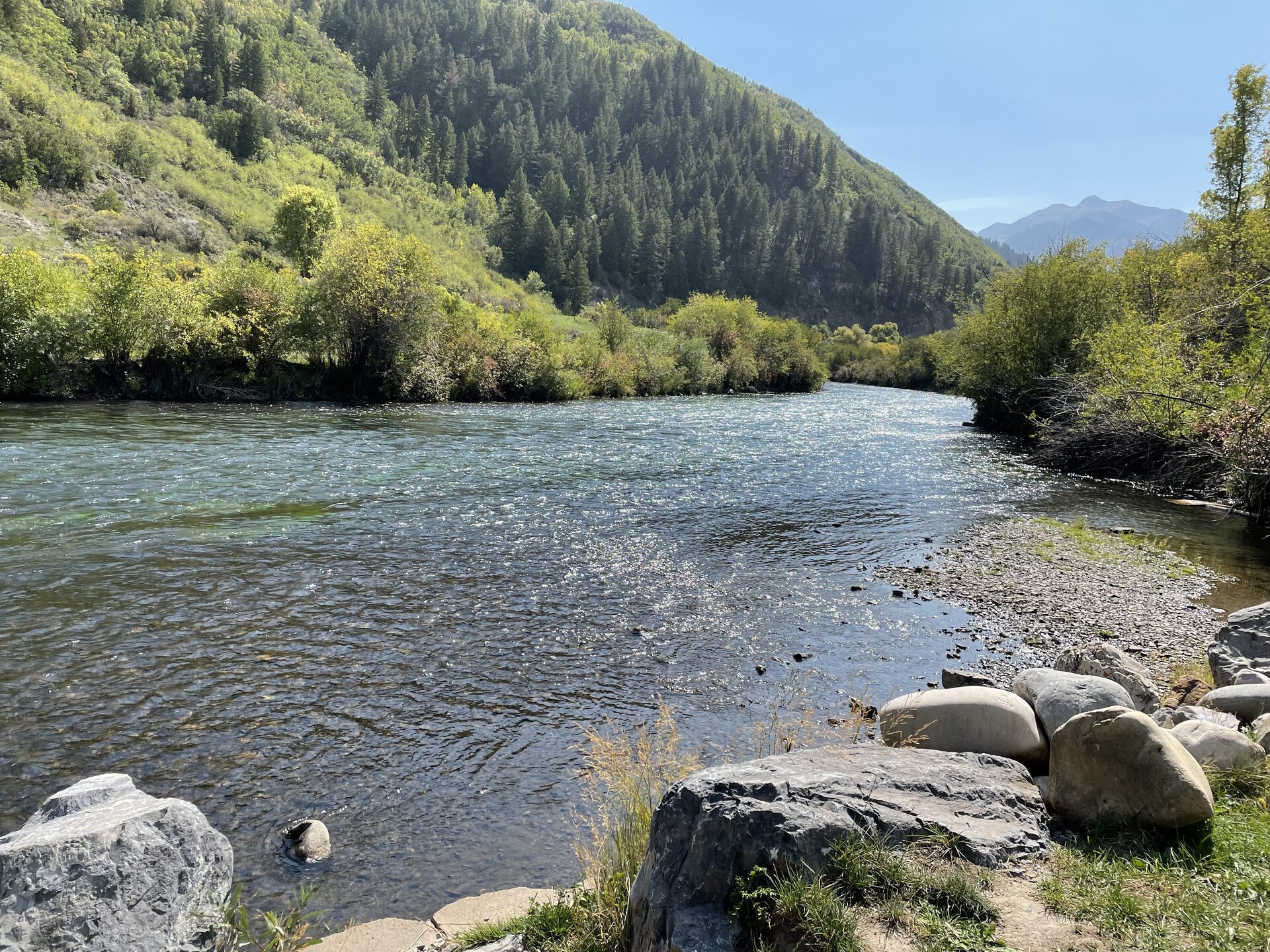 Provo Canyon river and mountains near Heber Valley Utah